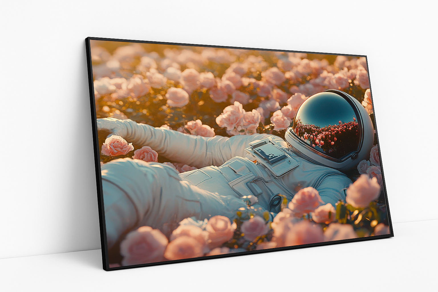 🚀 Astronaut in Bloom | Surreal Space & Floral Art Print