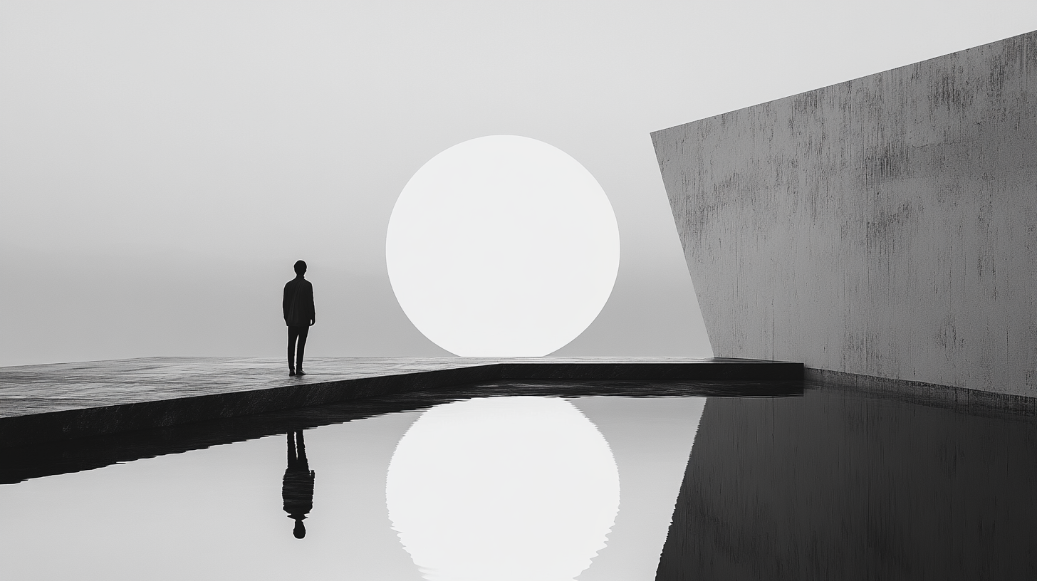 Minimalist digital art conveying a sense of forgiveness, featuring soft hues, gentle composition, and a tranquil, introspective atmosphere.